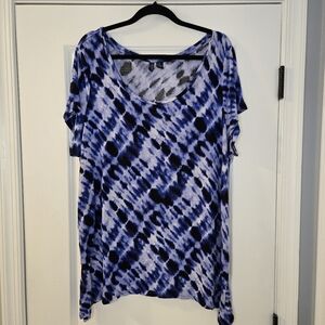 Cynthia Rowley Woman Shortsleeve Blue Tie Dye Shirt Size 3X